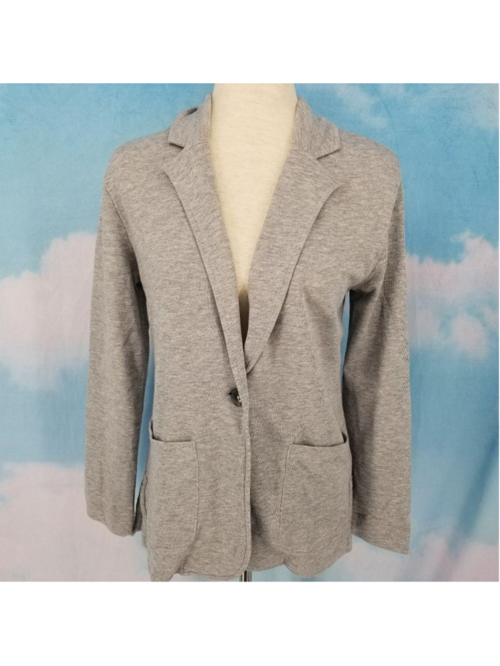 Caslon Gray Soft Knit One Button Jacket Size Small